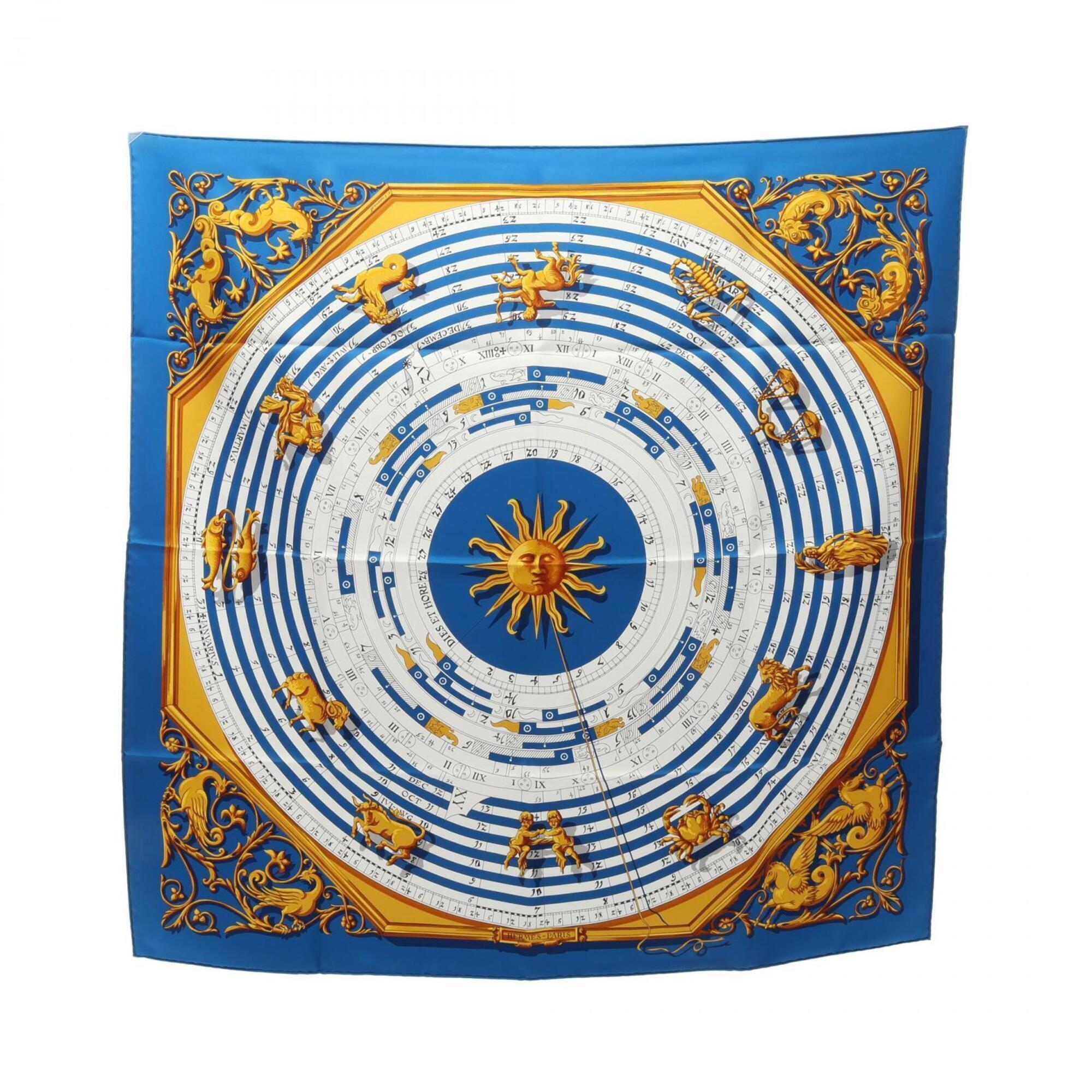 Hermes Authentic Blue Silk Scarf